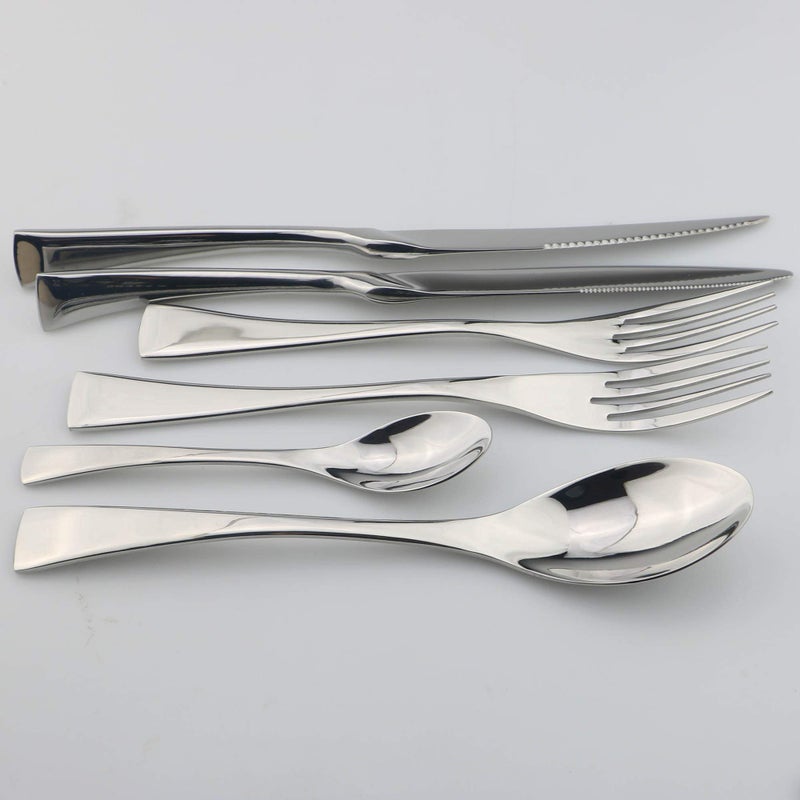 JANKNG 18/10 Stainless Steel Flatware Set, Serrated Steak Knife, Mirror Polishing Silver, Service for 4 - Image 4